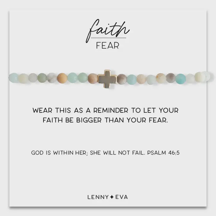 Faith Over Fear Cross Bracelet 4mm