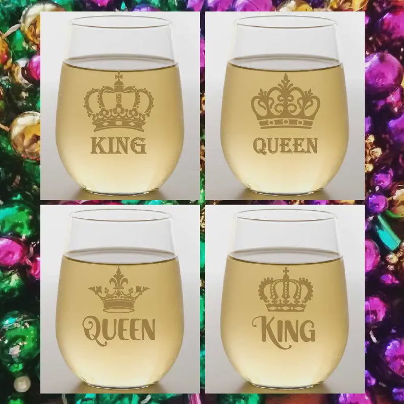 King and Queen Metallic Gold Shatterproof Wine Glasses