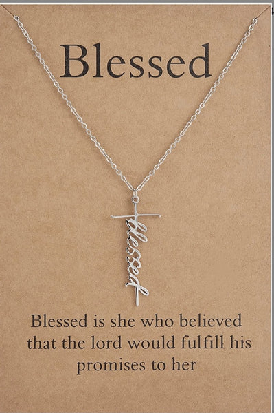 Blessed Cross Necklace Sterling Silver