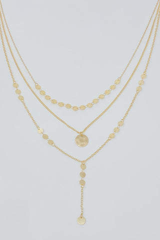 Disc Drop Layered Necklace