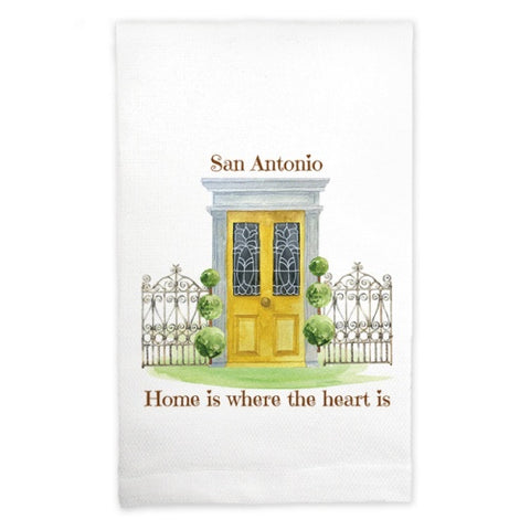 Yellow Door-Home is Where The Heart Is Tea Towel