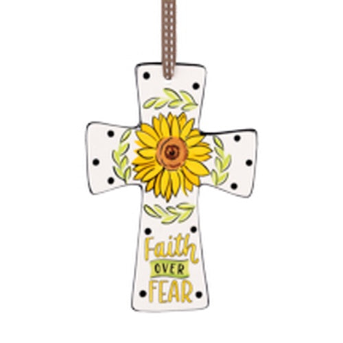 Cross Ceramic Faith Over Fear Sunflower
