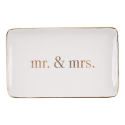 Gold Mr. & Mrs. Trinket Tray