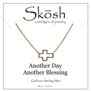 Small Hammered Open Cross Necklace Skosh