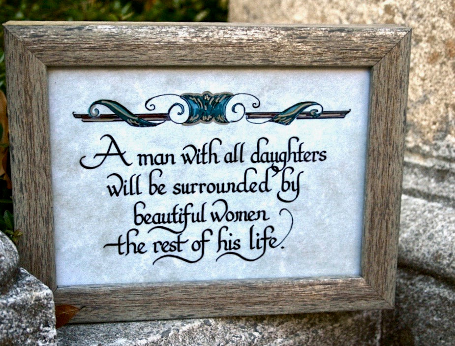 A man with all daughters calligraphy frame fathers day gift