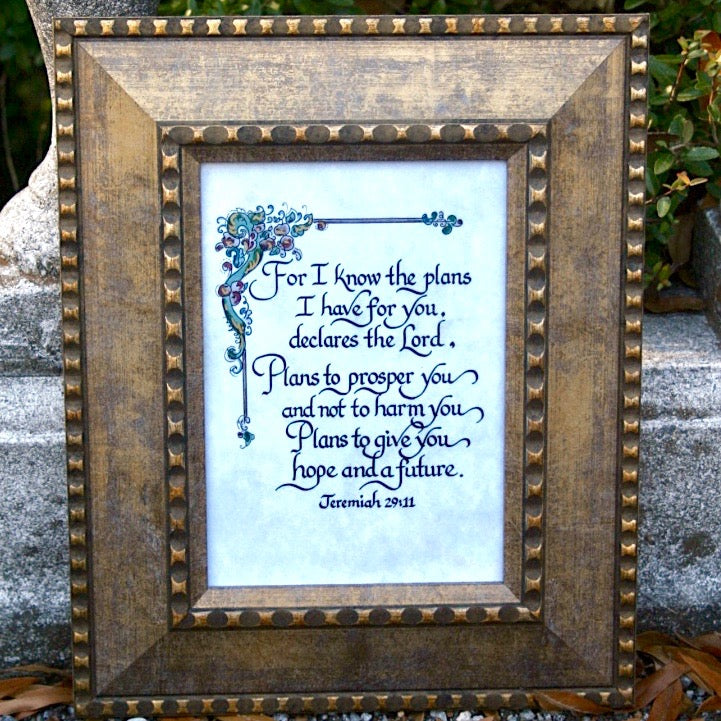 For I Know the Plans I have for you framed Calligraphy scripture