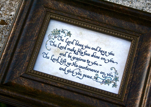 May the Lord bless you and keep you calligraphy scripture quote frame